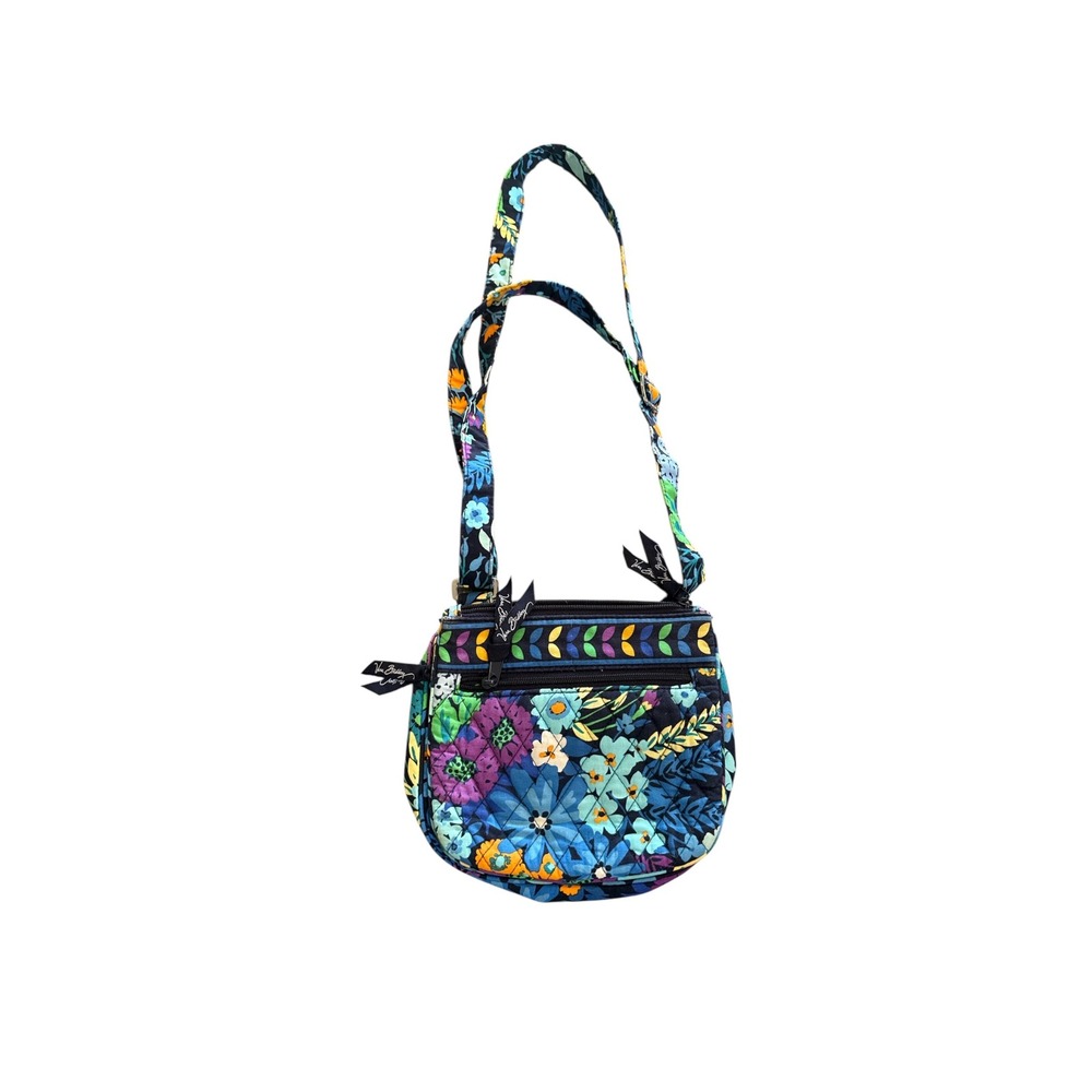 Vera Bradley Midnight Blues Floral Quilted Cotton Crossbody Bag with ID‎ Window